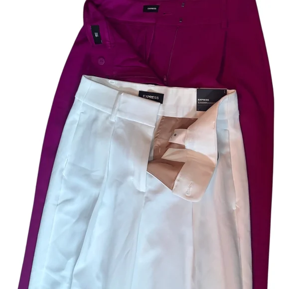 Express Women's Trousers Trio - Magenta, White, Beige 2 NWT 1 New w/o Tags 0S - Picture 3 of 6